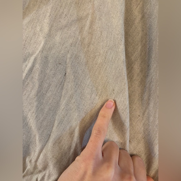 new Staud Amelie draped linen blend midi dress in natural oatmeal heather - Picture 12 of 12